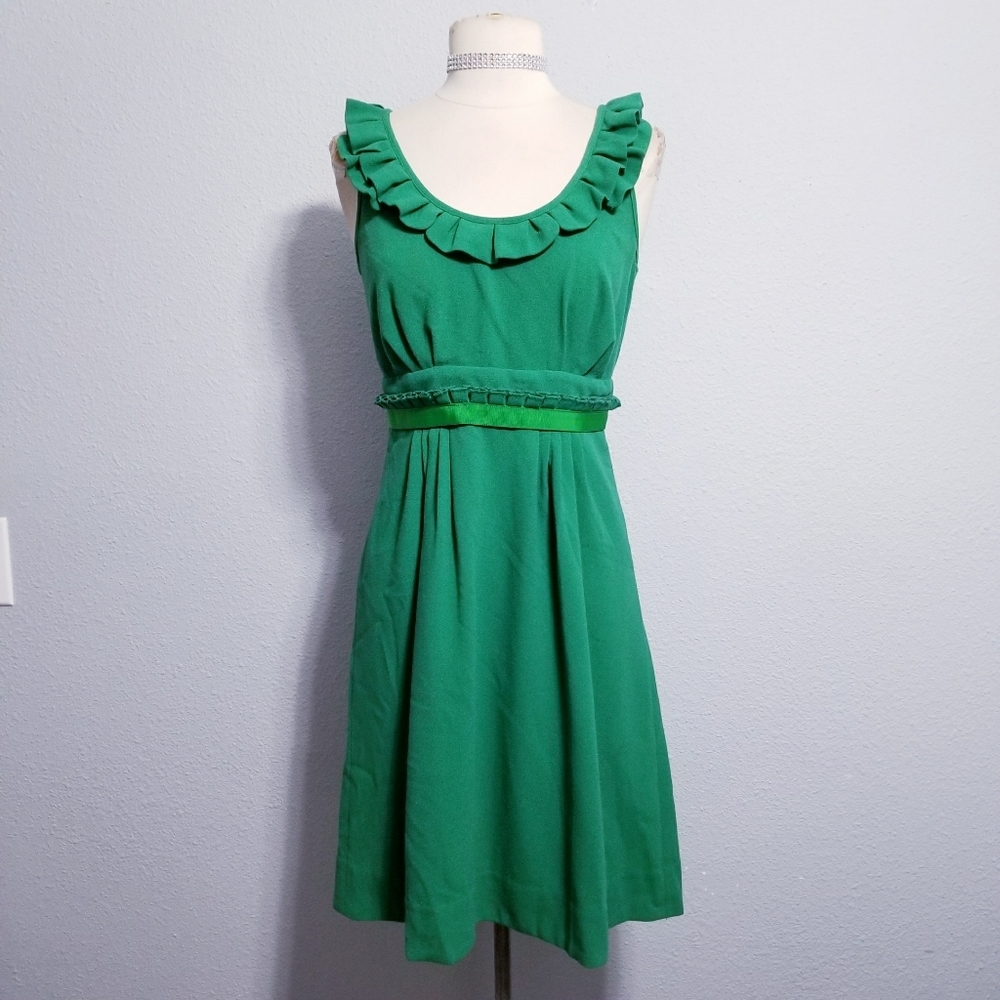 Leifsdottir Anthropologie green party glam short dress 2